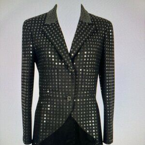 Chanel Jacket in Black Wool Sewn with Transparent Sequins, 2002